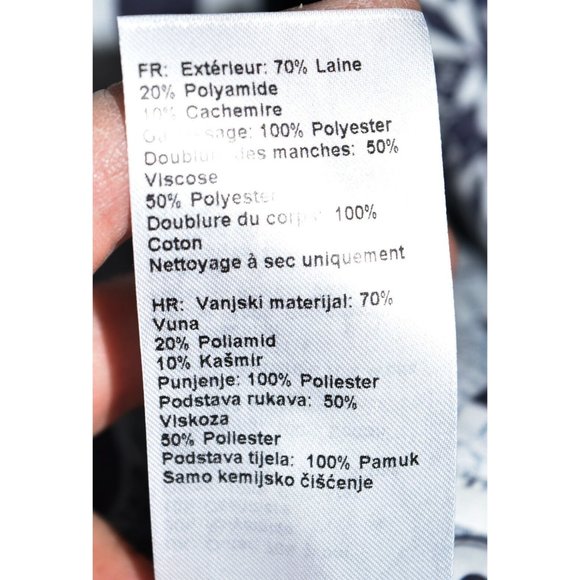 $750 BARBOUR Lieutenant Wool Cashmere Blend Coat MIX MEDIA FAUX LEATHER NAVY - Picture 7 of 8